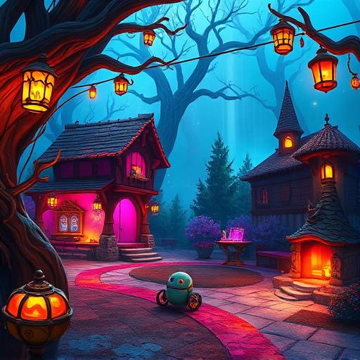 A vibrant scene from the puzzle adventure game, 'Enchanted Realms'.