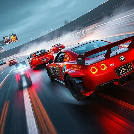Intense race from the mobile racing game, 'Velocity Drifters'.